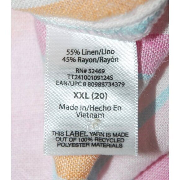 NWT Time And Tru Ladies Pink Striped Sheath Dress Size XXL Linen Blend Pockets S - Picture 13 of 14